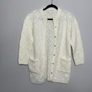 Vintage Sidney Gould Long Sleeve Button Up Knit Cardigan Sweater Cream Women's M